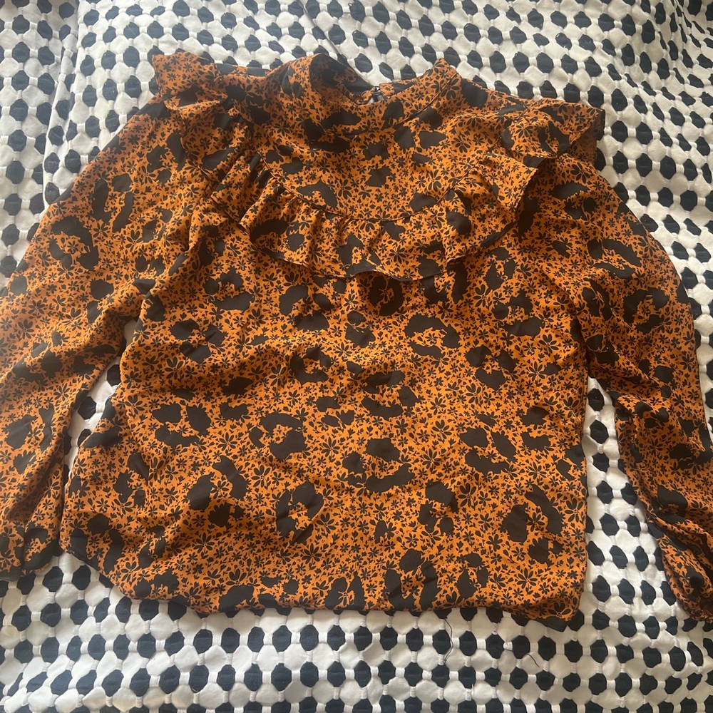 Topshop orange and black blouse
